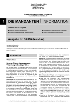 Mandanten Information - Steuerberater Hannover