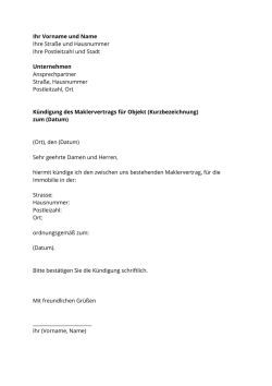 Ihr Vorname und Name Ihre Stra&szlig;e und Hausnummer Ihre