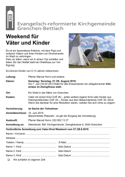 Flyer Vater-Kinder-Weekend 2016 - ref. Kirchgemeinde Grenchen
