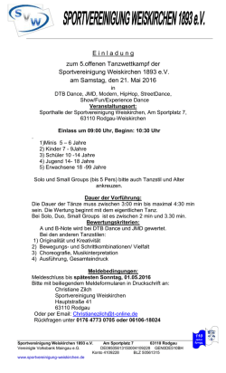 E i n l a d u n g zum 5.offenen Tanzwettkampf der Sportvereinigung