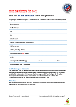 Infos 2016 - Golfclub Bonn-Godesberg in Wachtberg eV