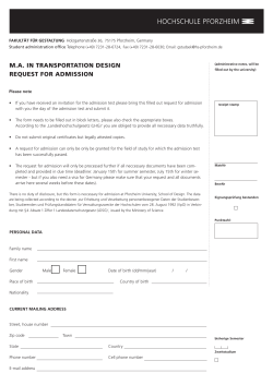 M.A. IN TRANSPORTATION DESIGN REQUEST FOR ADMISSION