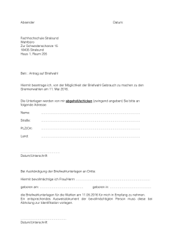 Angaben Briefwahl - Fachhochschule Stralsund