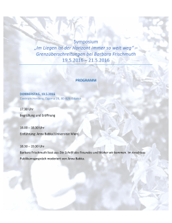 Grenz&uuml;berschreitungen bei Barbara Frischmuth 19.5.2016