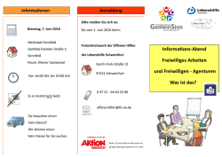 Informations-Abend Freiwilliges Arbeiten und Freiwilligen