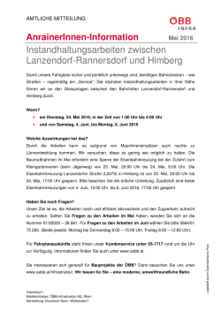 Instandhaltungsarbeiten zwischen Lanzendorf