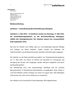 Instandsetzung BLS-Unterf&uuml;hrung Sch&ouml;ngr&uuml;n Solothurn, 2. Mai 2016