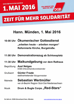 Hann. M&uuml;nden, 1. Mai 2016 - DGB S&uuml;dniedersachsen-Harz