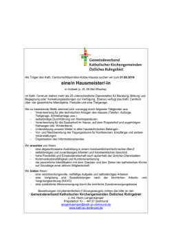 eine/n Hausmeister - Gemeindeverband katholischer