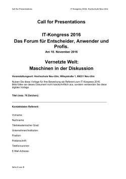 Call for Presentations IT-Kongress 2016 Das Forum für Entscheider