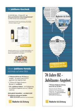 70 Jahre BZ – Jubiläums-Angebot - Online Verlag GmbH Freiburg