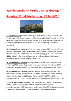 Wanderwoche Wilder Kaiser 17. - 23. Juli 2016