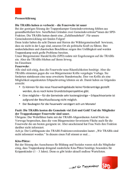 Presseerklärung Die TRABIs haben es verbockt – die Feuerwehr ist