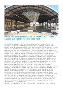 Umbau des Hauptbahnhofs Halle dauert zwei Jahre