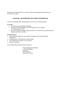 einen/eine Koch/K&ouml;chin oder Hauswirtschafter/in