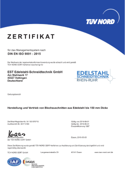 ISO Zertifikat - Edelstahl