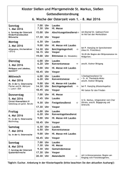 Gottesdienstplan