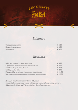 Ristorante Salsa Speisekarte