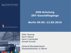ZRT-Geschäftsgänge - Zeitschriftendatenbank
