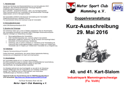Kurz-Ausschreibung 29. Mai 2016 - Motor-Sport