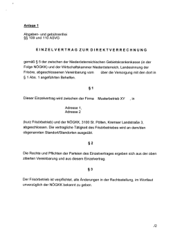 Einzelvertrag zur Direktverrechnung NÖGKK