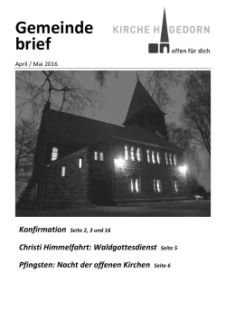 Ausgabe April / Mai 2016 - Evangelische Kirchengemeinde Hagedorn