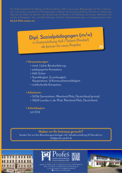 Dipl. Sozialp&auml;dagogen (m/w)