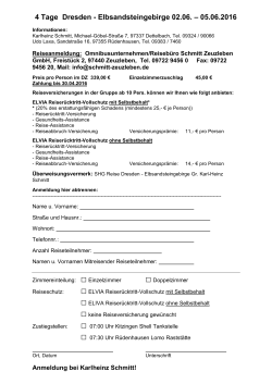 4 Tage Dresden - Elbsandsteingebirge 02.06. – 05.06.2016