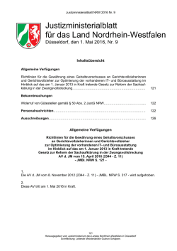 JMBl. Ausgabe Nr. 9 v. 1. Mai 2016 - NRW-Justiz