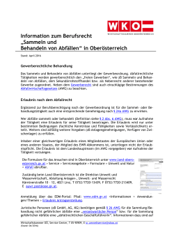 Information zum Berufsrecht „Sammeln und Behandeln