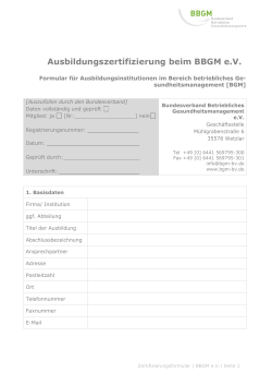 durch den BBGM e.V. zertifizieren - Bundesverband Betriebliches