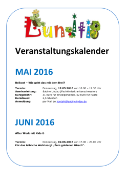 Veranstaltungen Sommer 2016