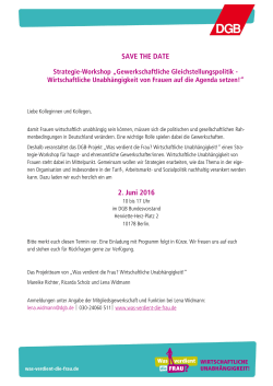 Save-the-Date: Strategie-Workshop am 2.6.2016