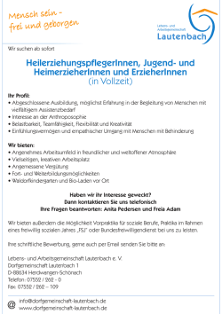 HeilerziehungspflegerInnen, Jugend