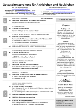 Gottesdienstordnung f&uuml;r Aichkirchen und Neukirchen