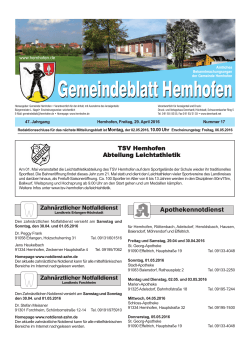 Gemeindeblatt vom 29. April 2016