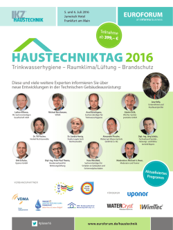 haustechniktag 2016 - Bundesverband f&uuml;r Wohnungsl&uuml;ftung eV