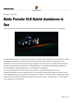 Beide Porsche 919 Hybrid dominieren in Spa