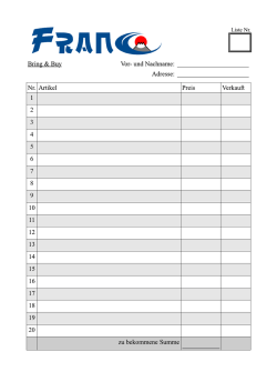 Bring & Buy Liste PDF