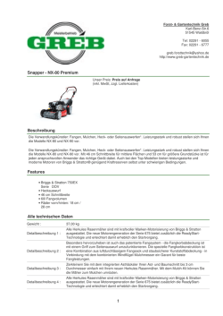 Snapper - NX-80 Premium Beschreibung Features Alle technischen