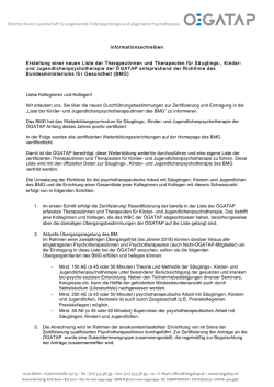 Information zur Eintragung auf die Liste f&uuml;r S&auml;uglings