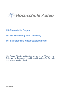 Informationen zur Bewerbung und Immatrikulation