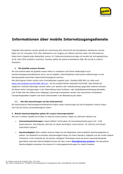 Informationen &uuml;ber mobile Internetzugangsdienste