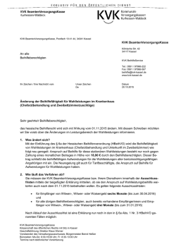 Infoschreiben &Auml;nderung der Beihilfef&auml;higkeit f&uuml;r Wahlleistungen im