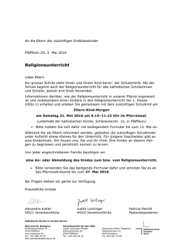 Informationsschreiben - Pfarrei St. Benignus