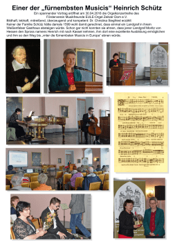 Einer der &bdquo;f&uuml;rnembsten Musicis&ldquo; Heinrich Sch&uuml;tz