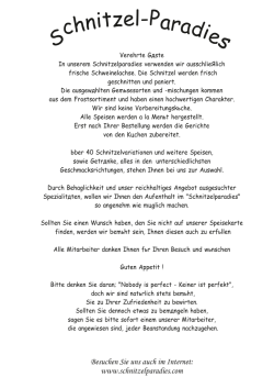 Speisekarte - Schnitzelparadies