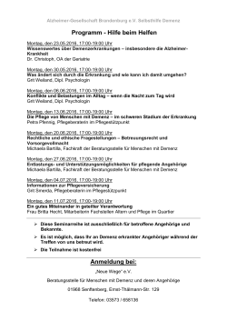 Programm - Hilfe beim Helfen Anmeldung bei: