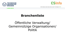 Branchenliste Öffentliche Verwaltung / Gemeinnützige