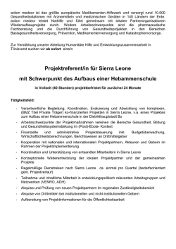 Projektreferent/in für Sierra Leone mit Schwerpunkt des